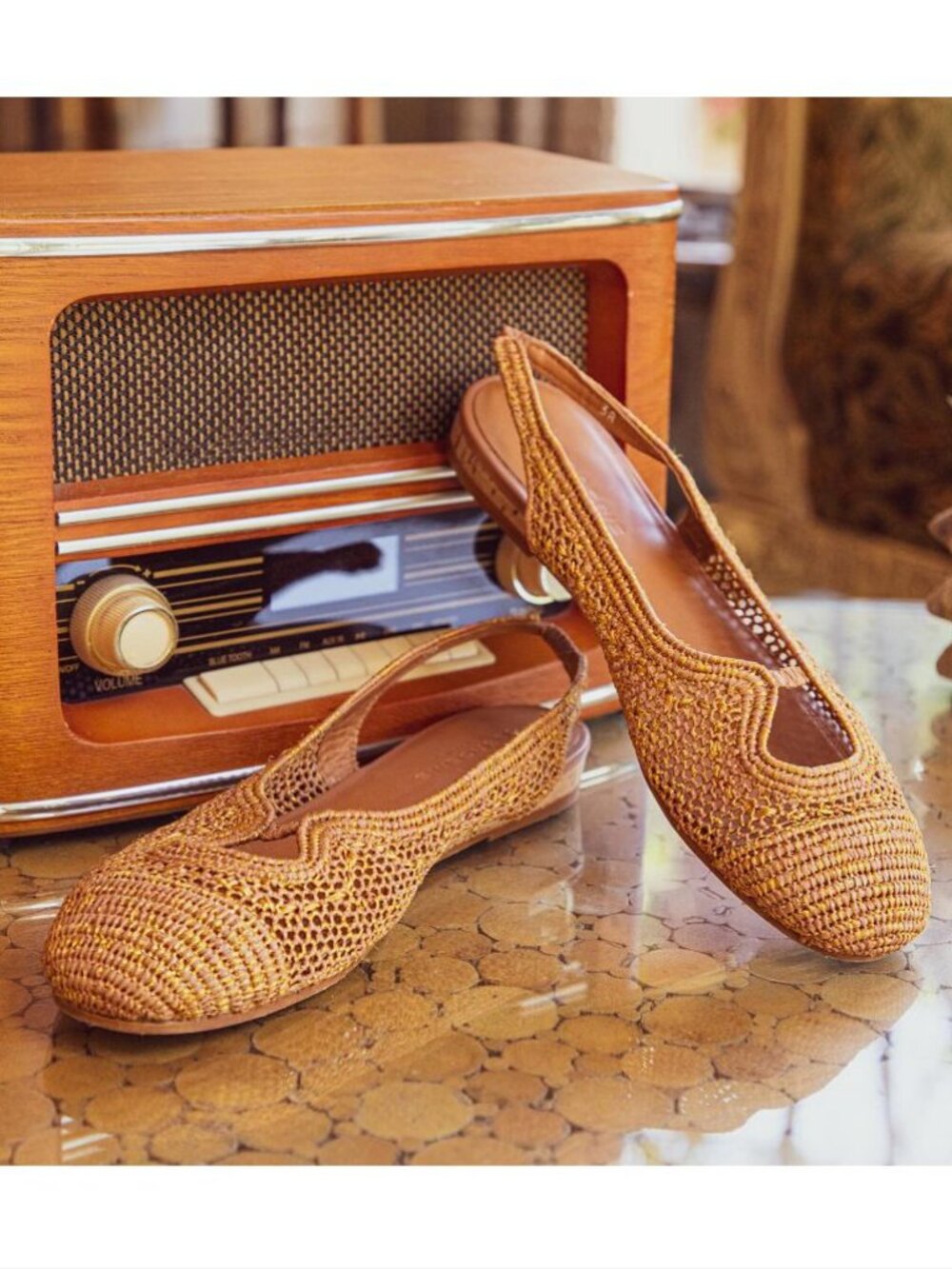 CLERGERIE PARIS Sunny Slingback Flats Size 41 10 10.5 Woven Raffia Leather NEW